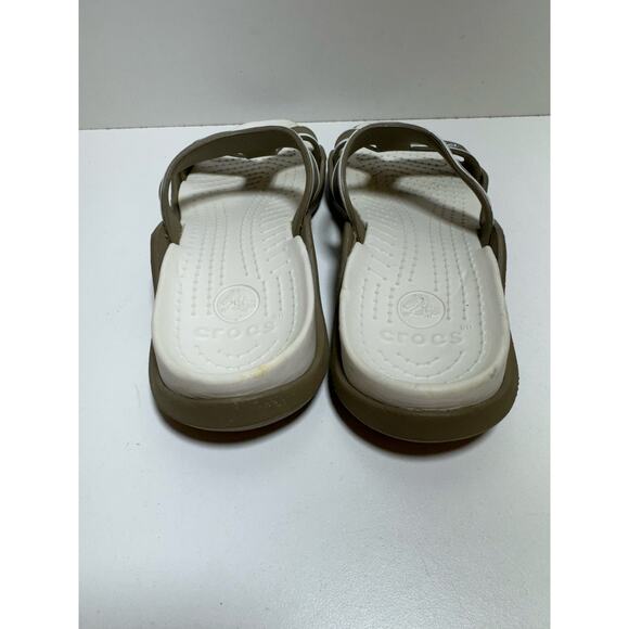 Crocs Classic Women’s Slip On Sandals Sz 10 Taupe White Beach Pool Water Summer - Picture 4 of 7